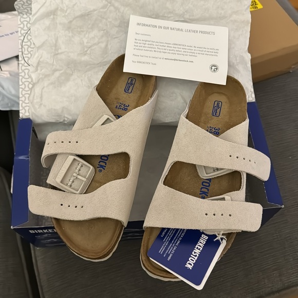 Birkenstock Women's Arizona Soft Footbed Suede Leather Sandals Size 7-7.5 EU 38 - Picture 6 of 7